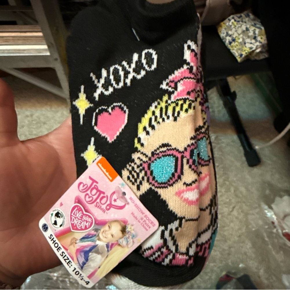JoJo Siwa Pink and Black No-Show Socks
